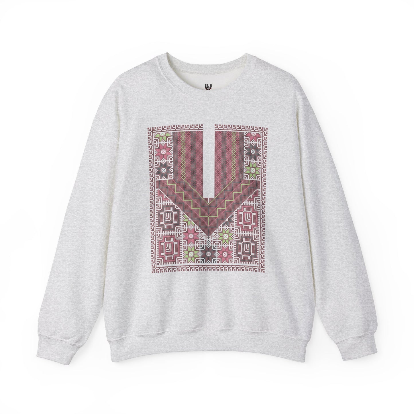 Ramallah Chest Panel- Palestinian Thobe Design (Second)- Crewneck Sweatshirt.