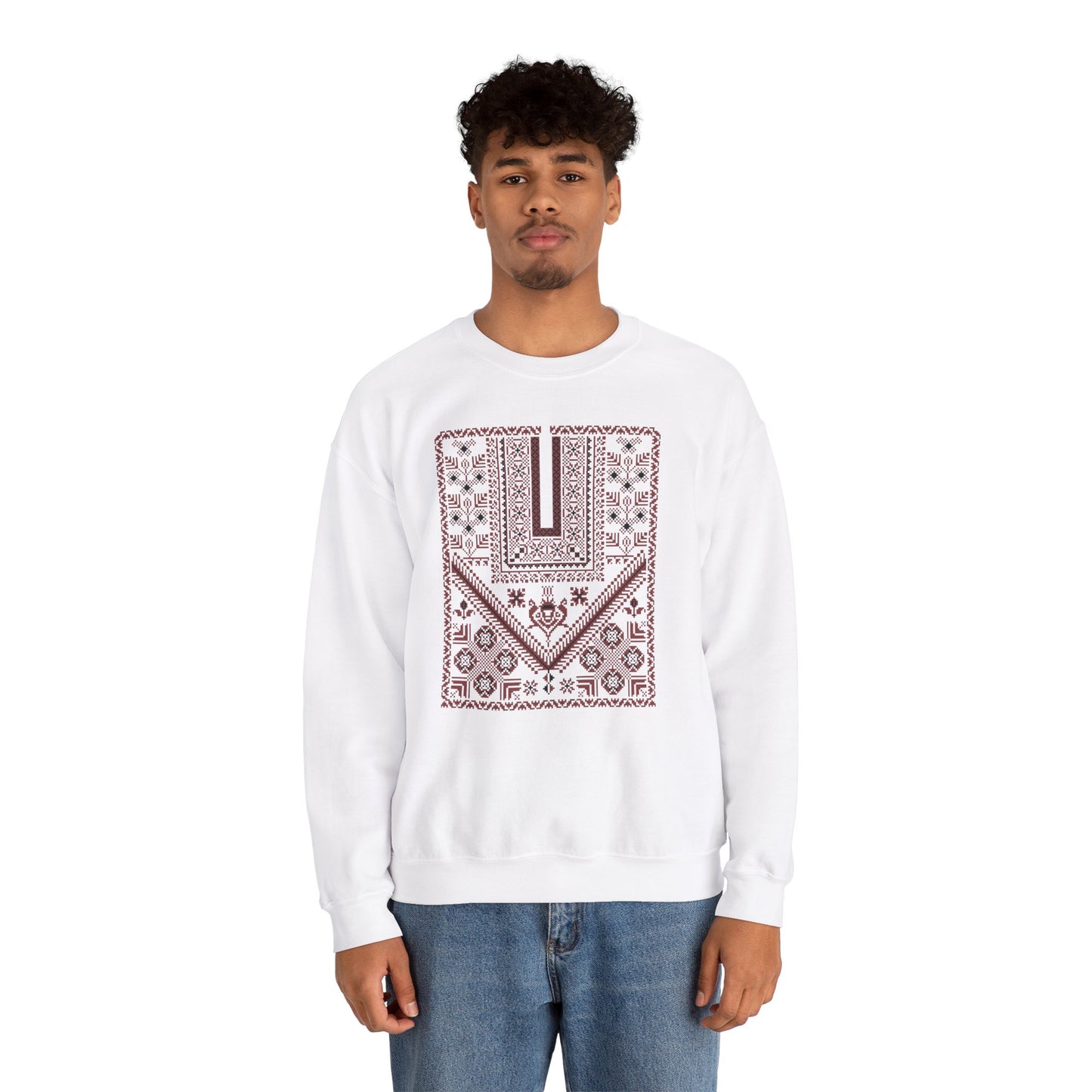 Ramallah chest panel -Palestinian thobe design ( First)- Crewneck Sweatshirt -unisex