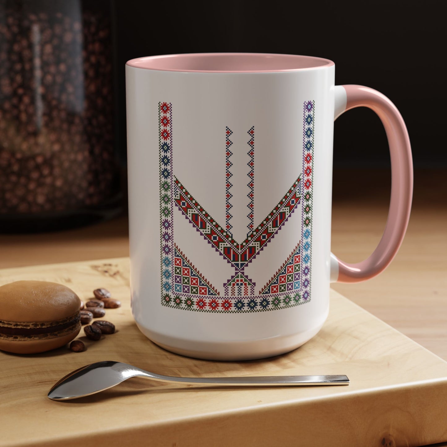 "Stones of Home" Tulkaram Chest Panel Mug,  A Sip of Palestinian Heritage.