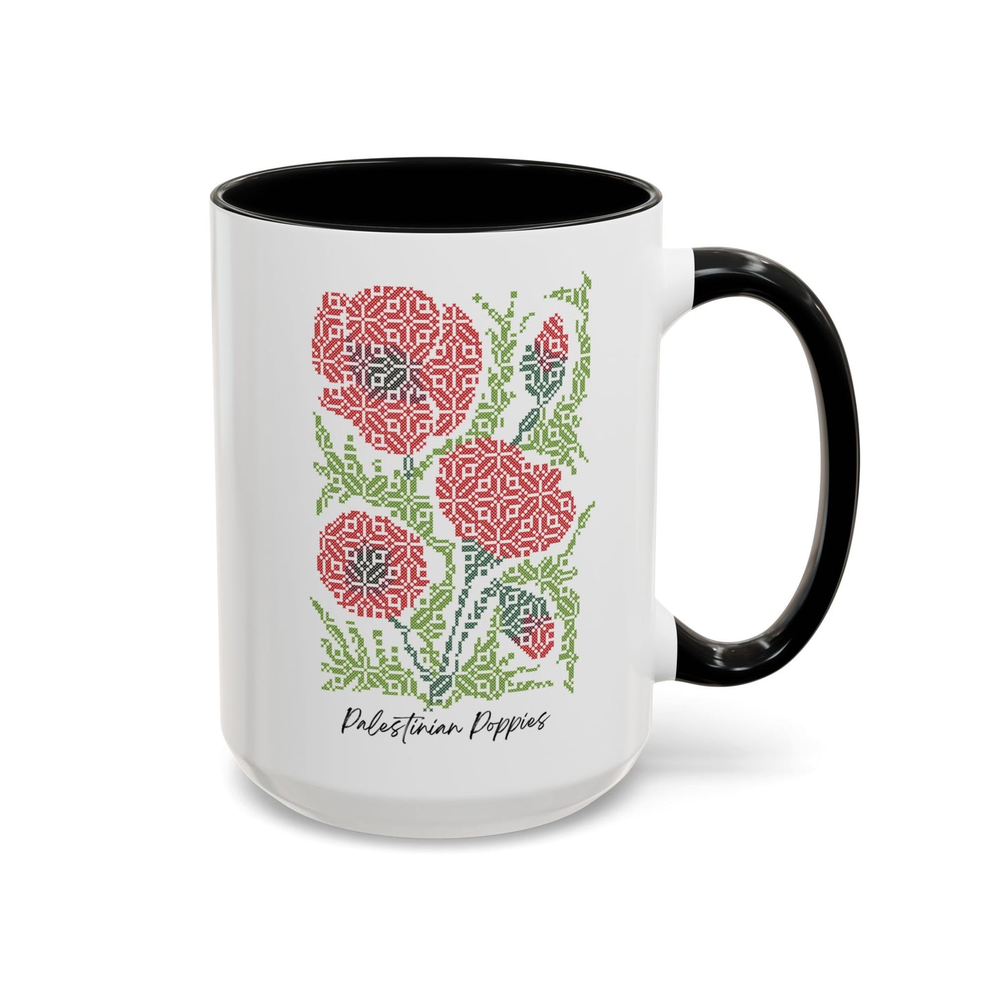 Palestinian Poppies Mug, A Sip of Palestinian Heritage.