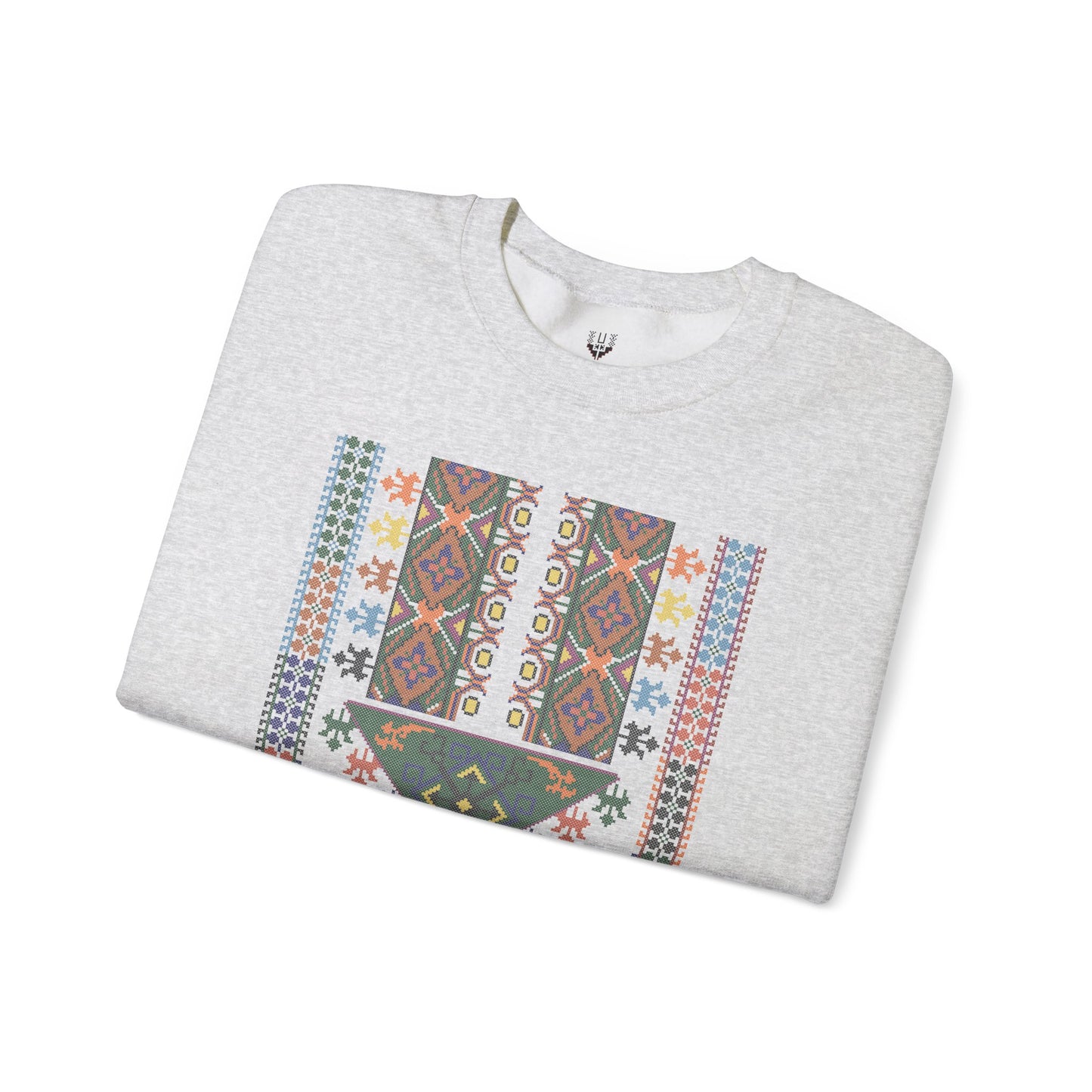 Tulkaram "Basil" Chest Panel- Palestinian Thobe Design- Crewneck Sweatshirt.