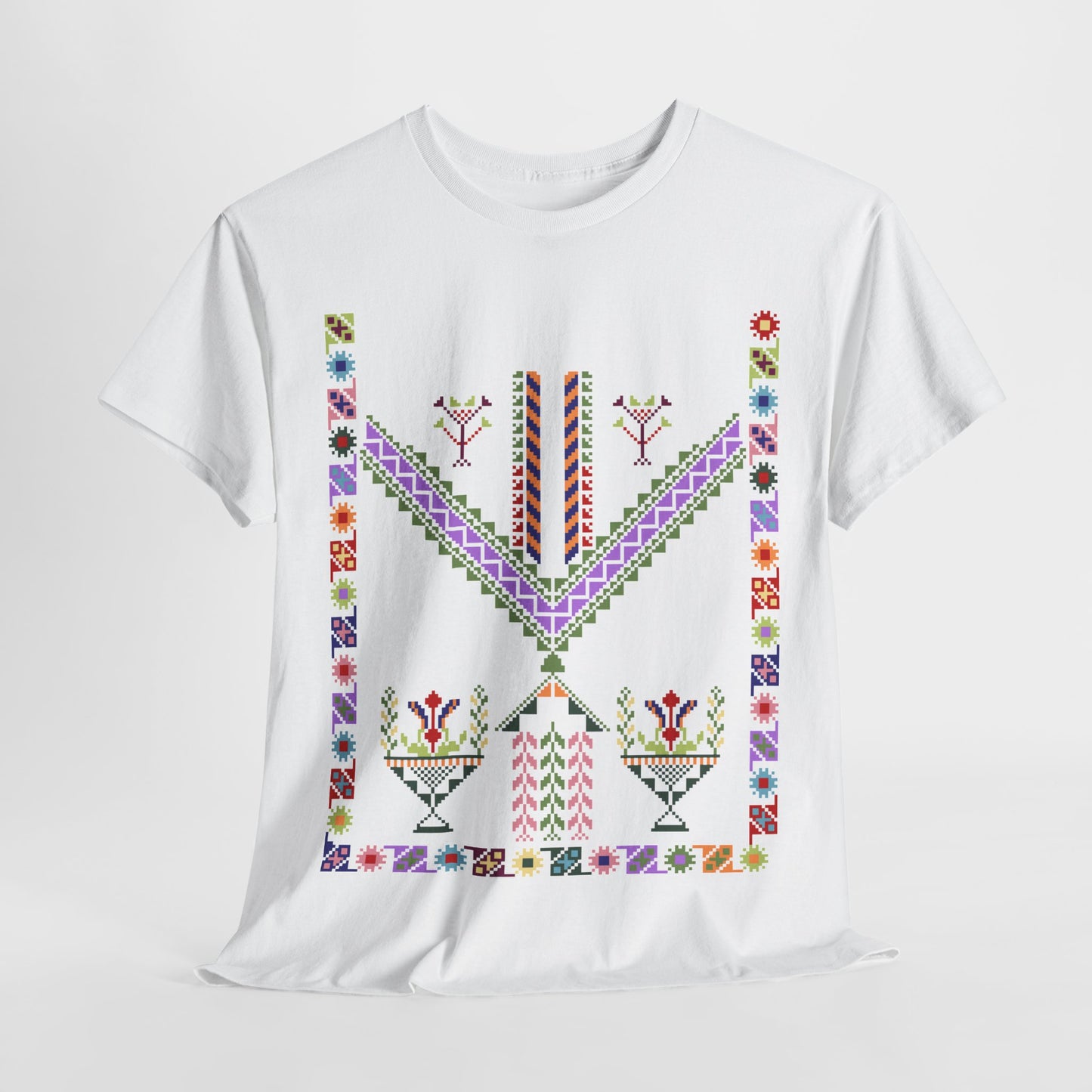 Tulkaram Chest Panel T-Shirt, Palestinian Chest Panel from Old Thobe Heritage Design