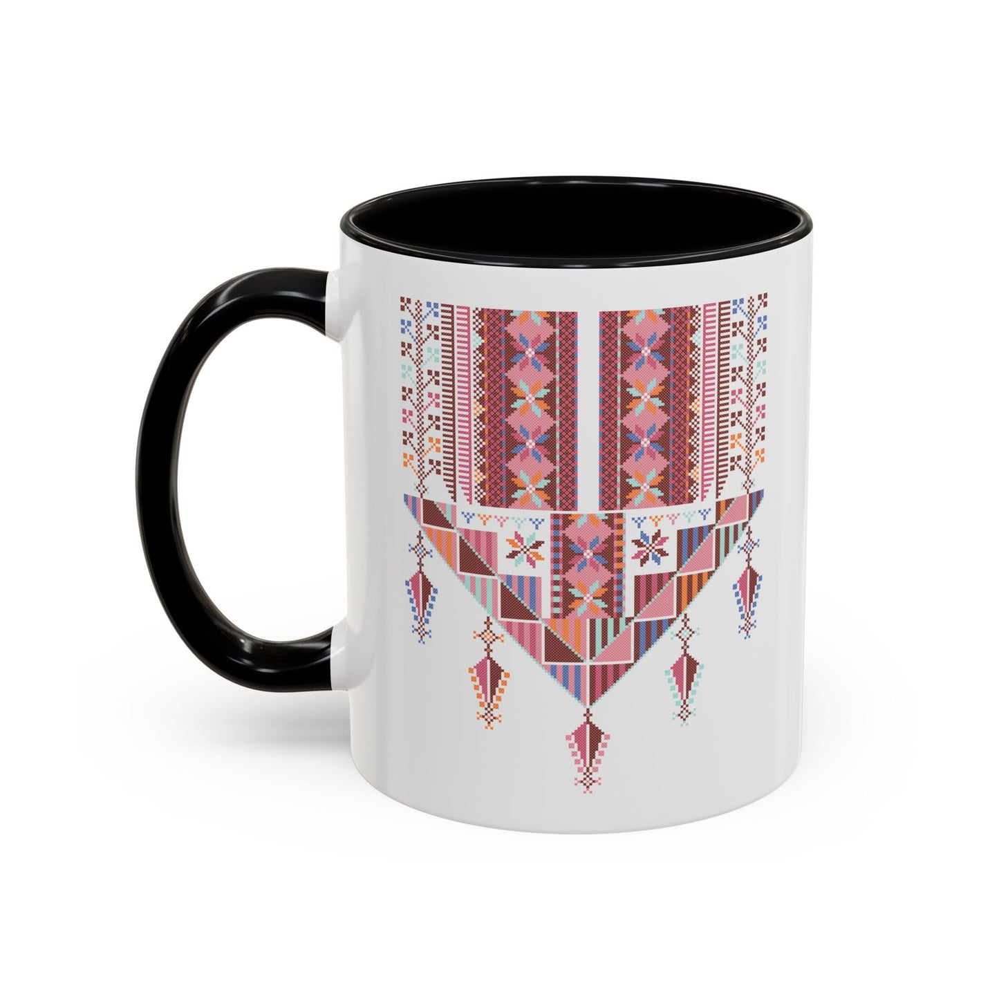 Gaza Chest Panel(2) Mug, Pinkish, A Sip of Palestinian Heritage.