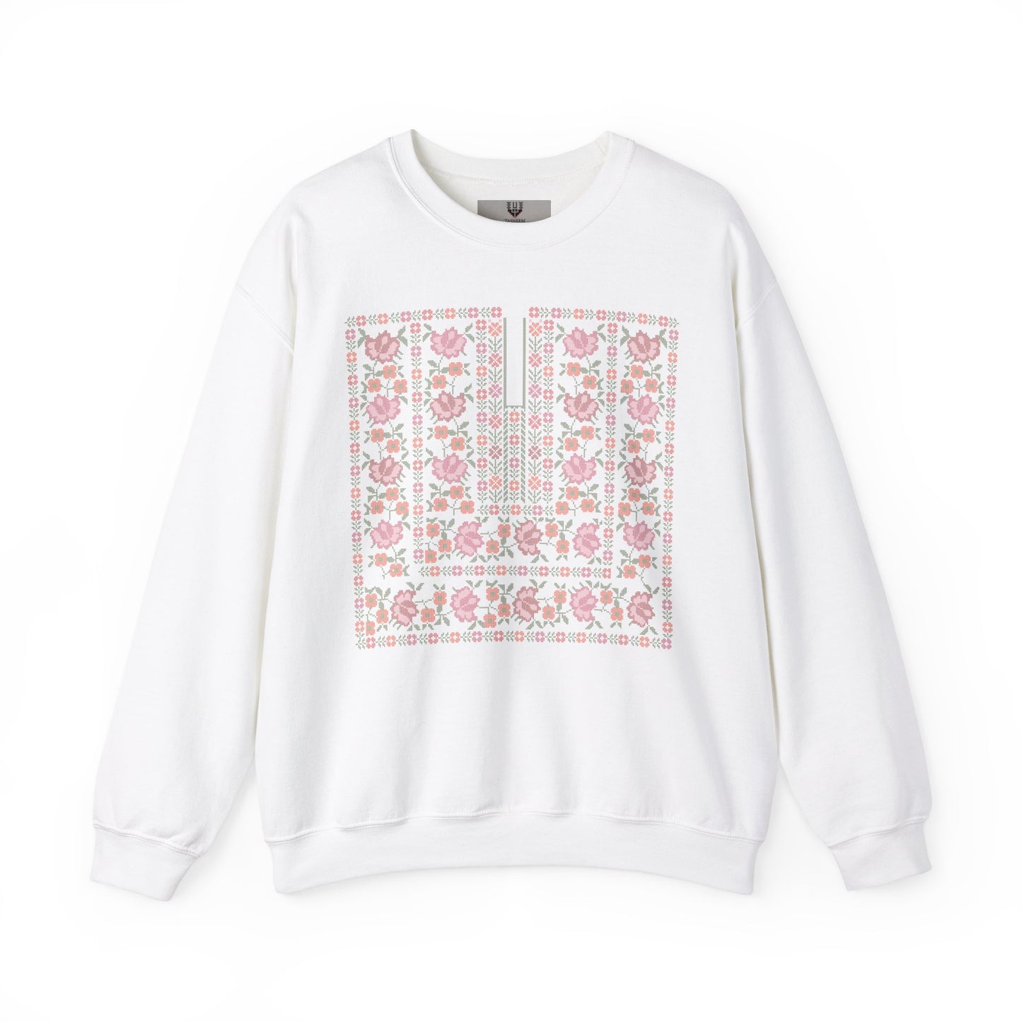 Hebron Chest Panel- Garden Thobe, Palestinian Thobe Design- Crewneck Sweatshirt.