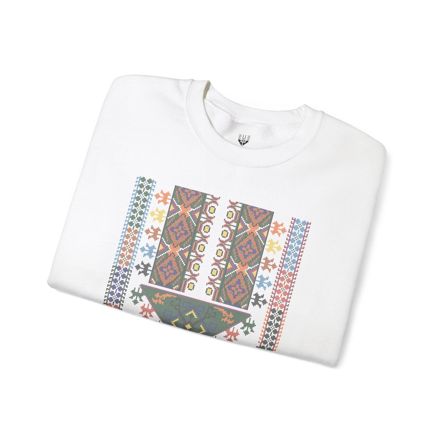 Tulkaram "Basil" Chest Panel- Palestinian Thobe Design- Crewneck Sweatshirt.