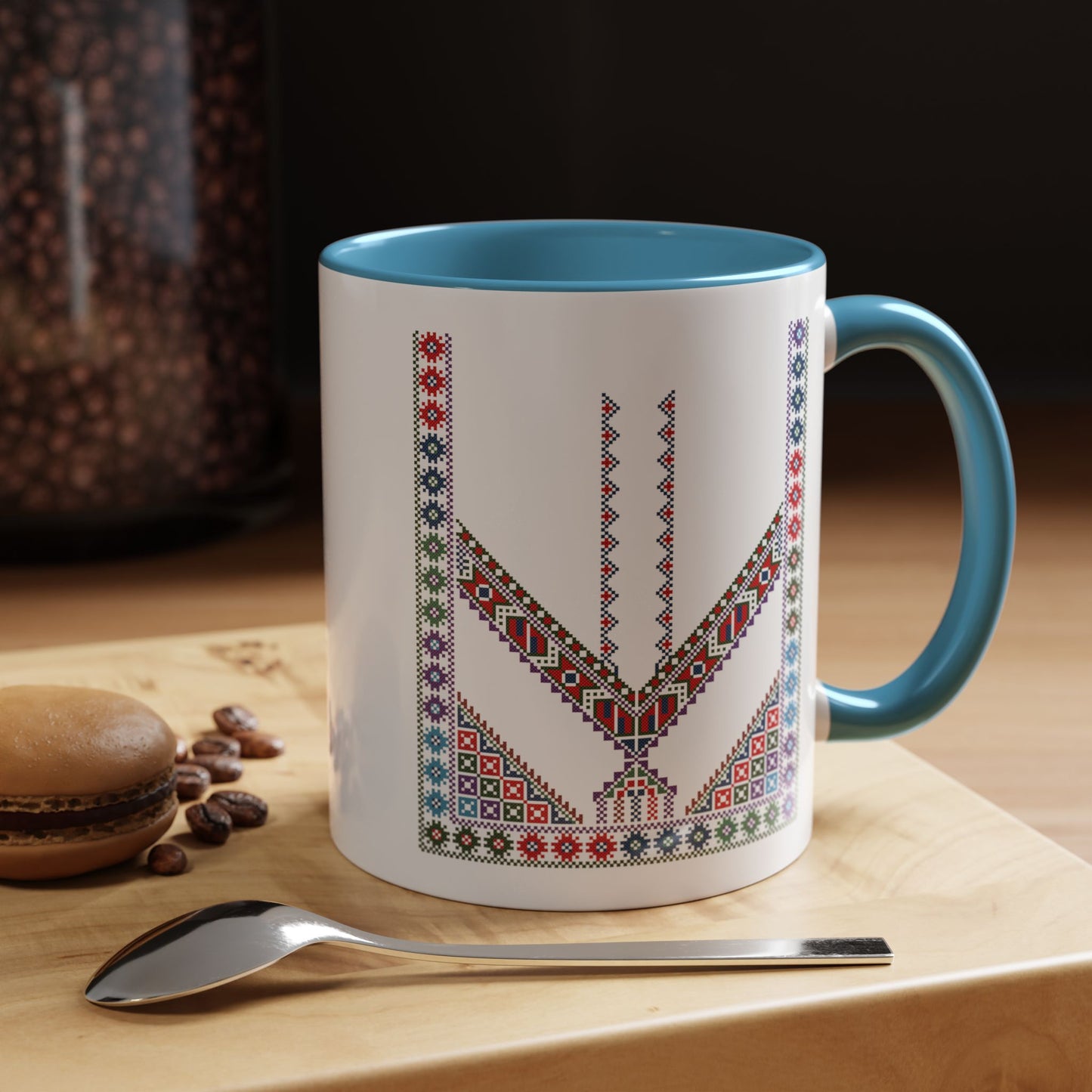 "Stones of Home" Tulkaram Chest Panel Mug,  A Sip of Palestinian Heritage.