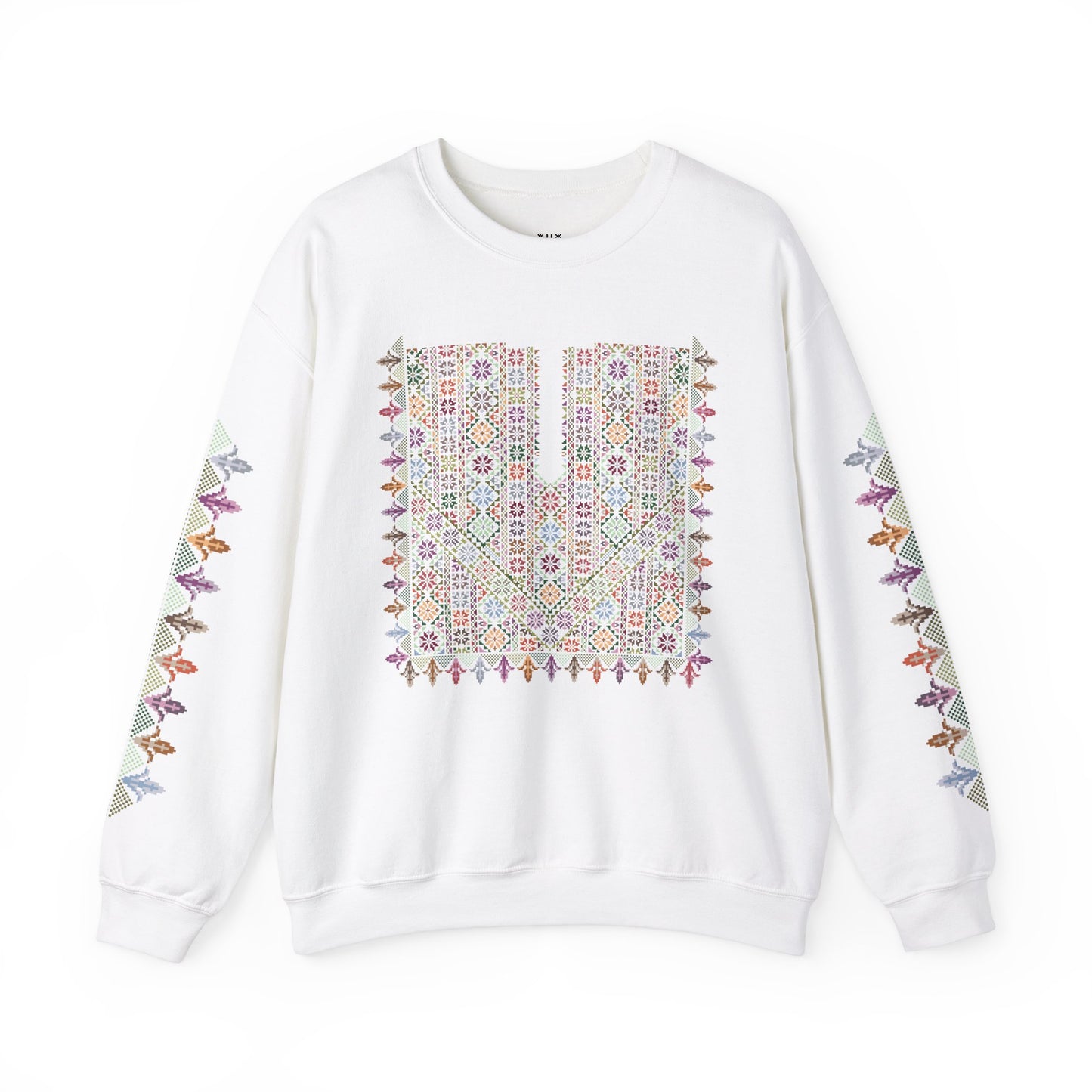 Hebron Garden "Floral" Chest Panel- Palestinian Thobe Design- Crewneck Sweatshirt.