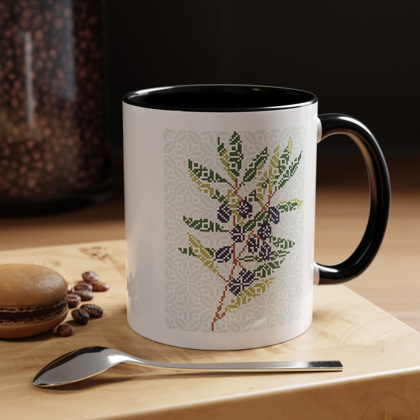 Palestinian Olive Branch Mug, A Sip of Palestinian Heritage.