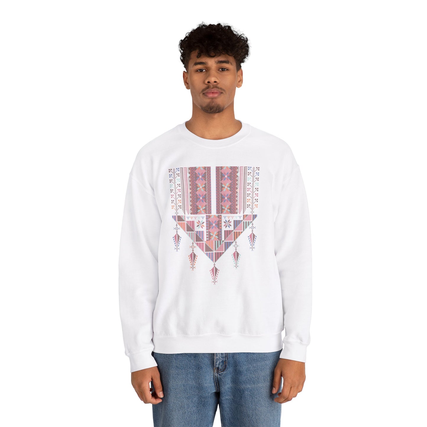 Gaza Chest Panel- Palestinian Thobe Design (2)- Crewneck Sweatshirt.