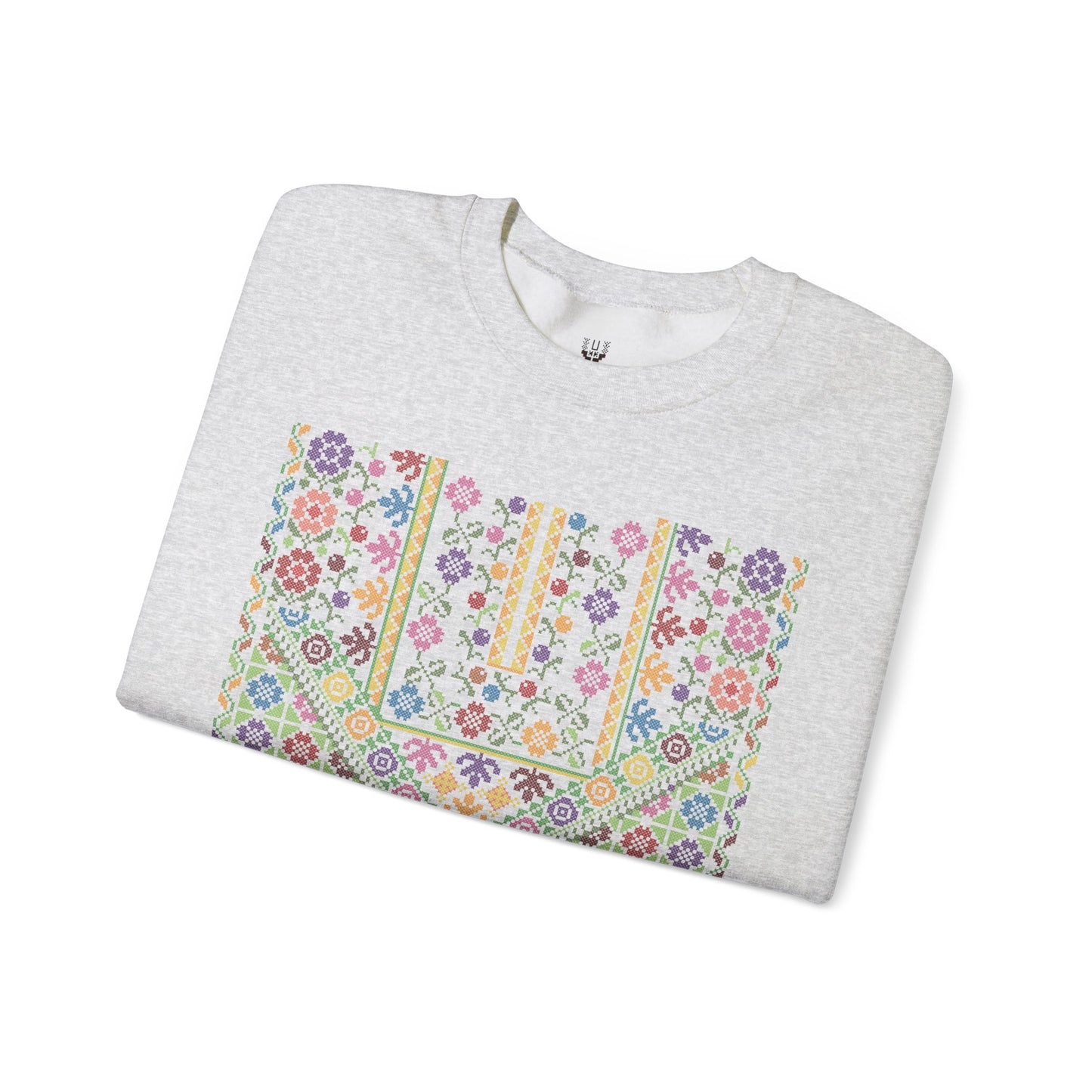 Jersulem Chest Panel- Palestinian Thobe Design (Garden)- Crewneck Sweatshirt.