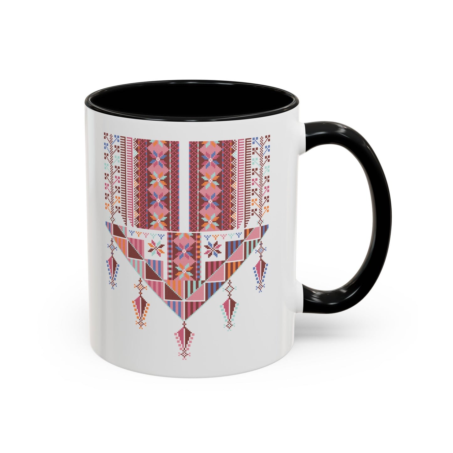 Gaza Chest Panel(2) Mug, Pinkish, A Sip of Palestinian Heritage.