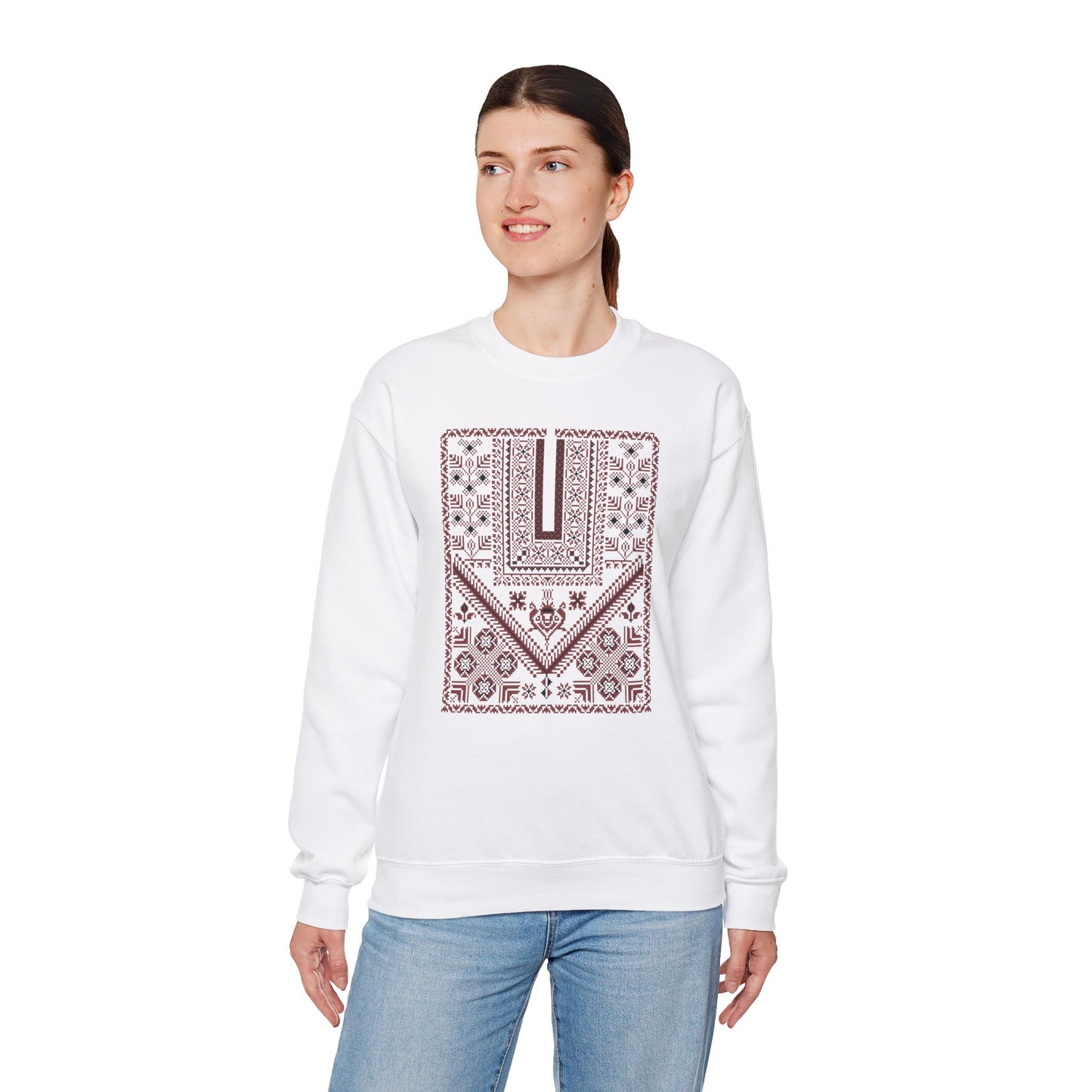 Ramallah chest panel -Palestinian thobe design ( First)- Crewneck Sweatshirt -unisex