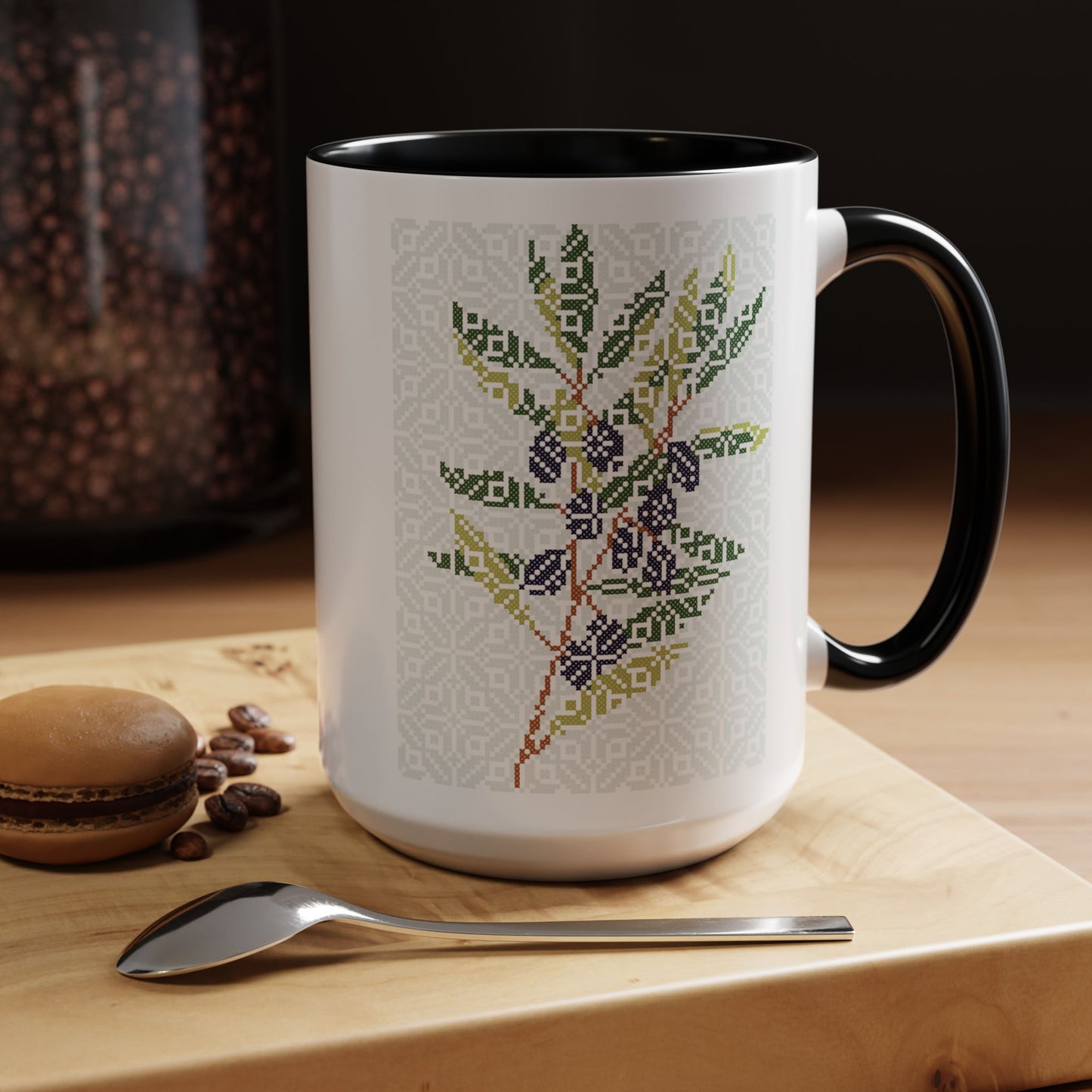 Palestinian Olive Branch Mug, A Sip of Palestinian Heritage.