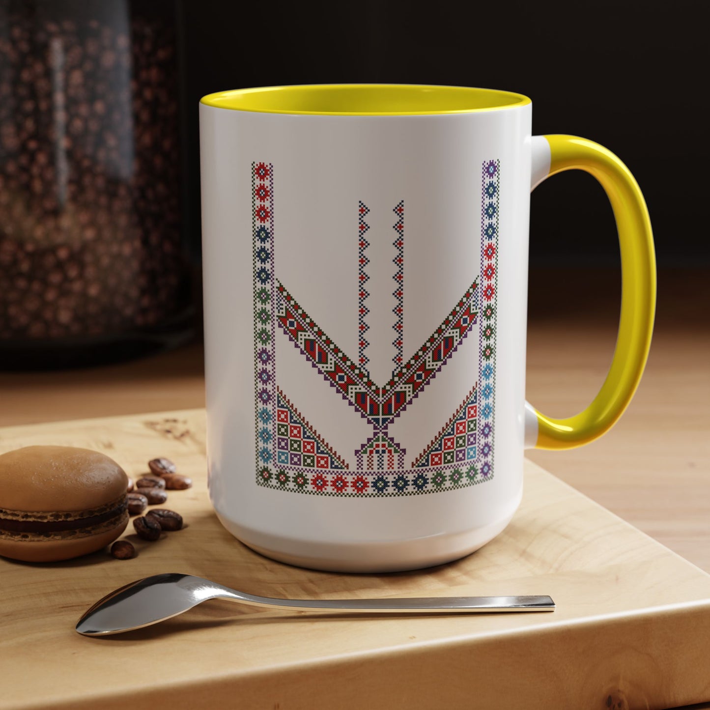 "Stones of Home" Tulkaram Chest Panel Mug,  A Sip of Palestinian Heritage.