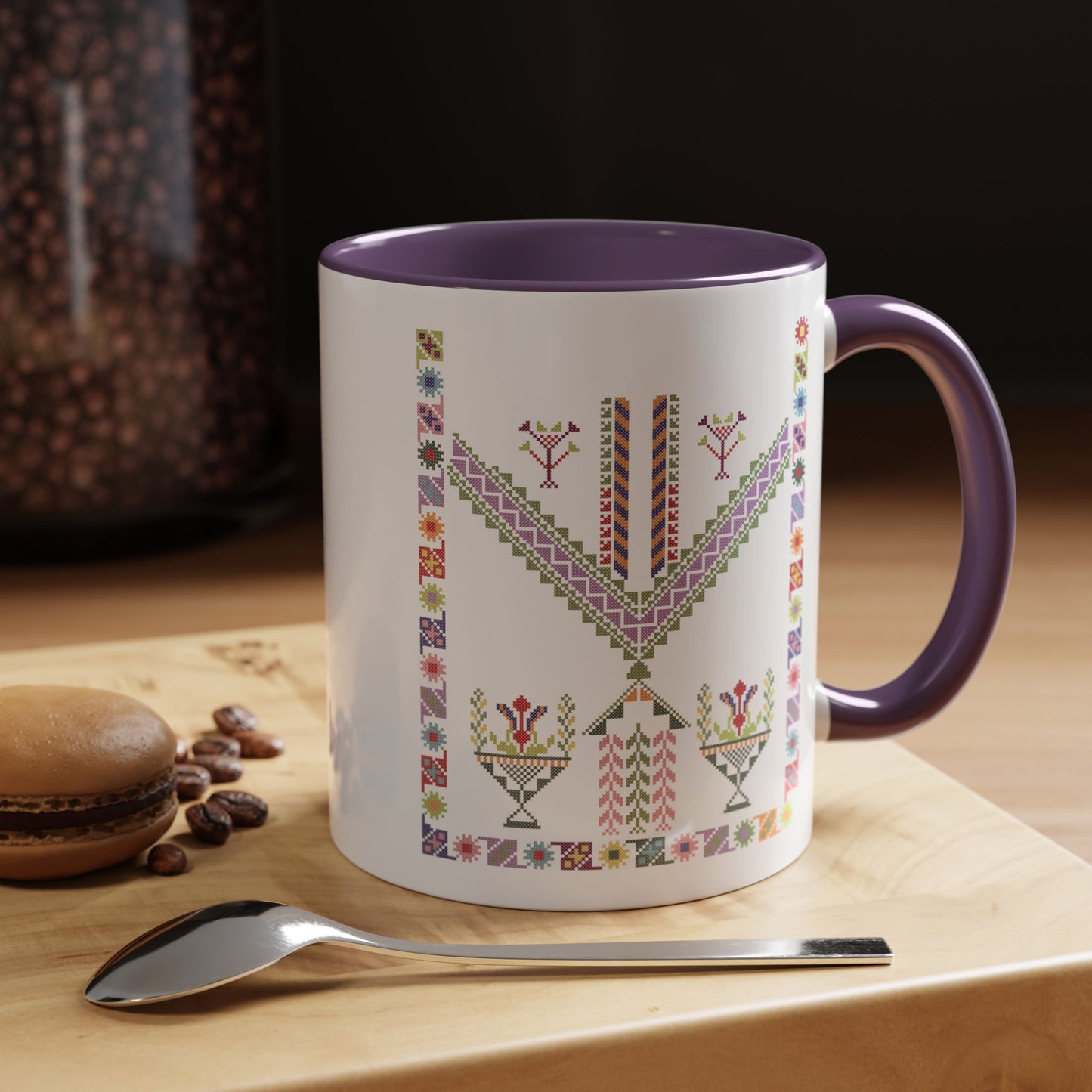 "Plant  Pot" Tulkaram Chest Panel Mug,  A Sip of Palestinian Heritage.