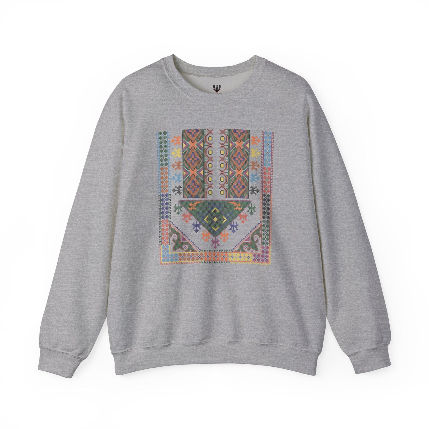 Tulkaram "Basil" Chest Panel- Palestinian Thobe Design- Crewneck Sweatshirt.