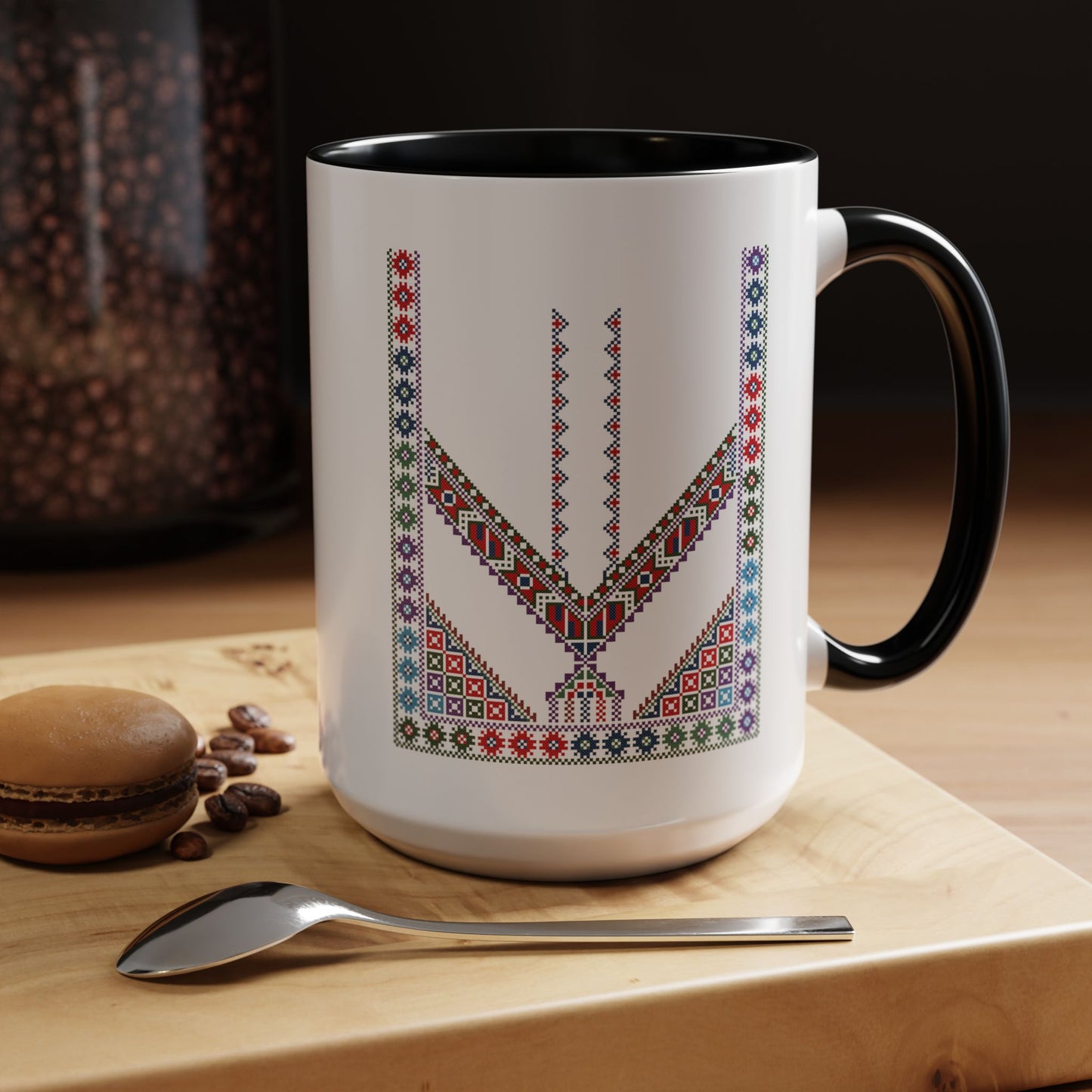 "Stones of Home" Tulkaram Chest Panel Mug,  A Sip of Palestinian Heritage.