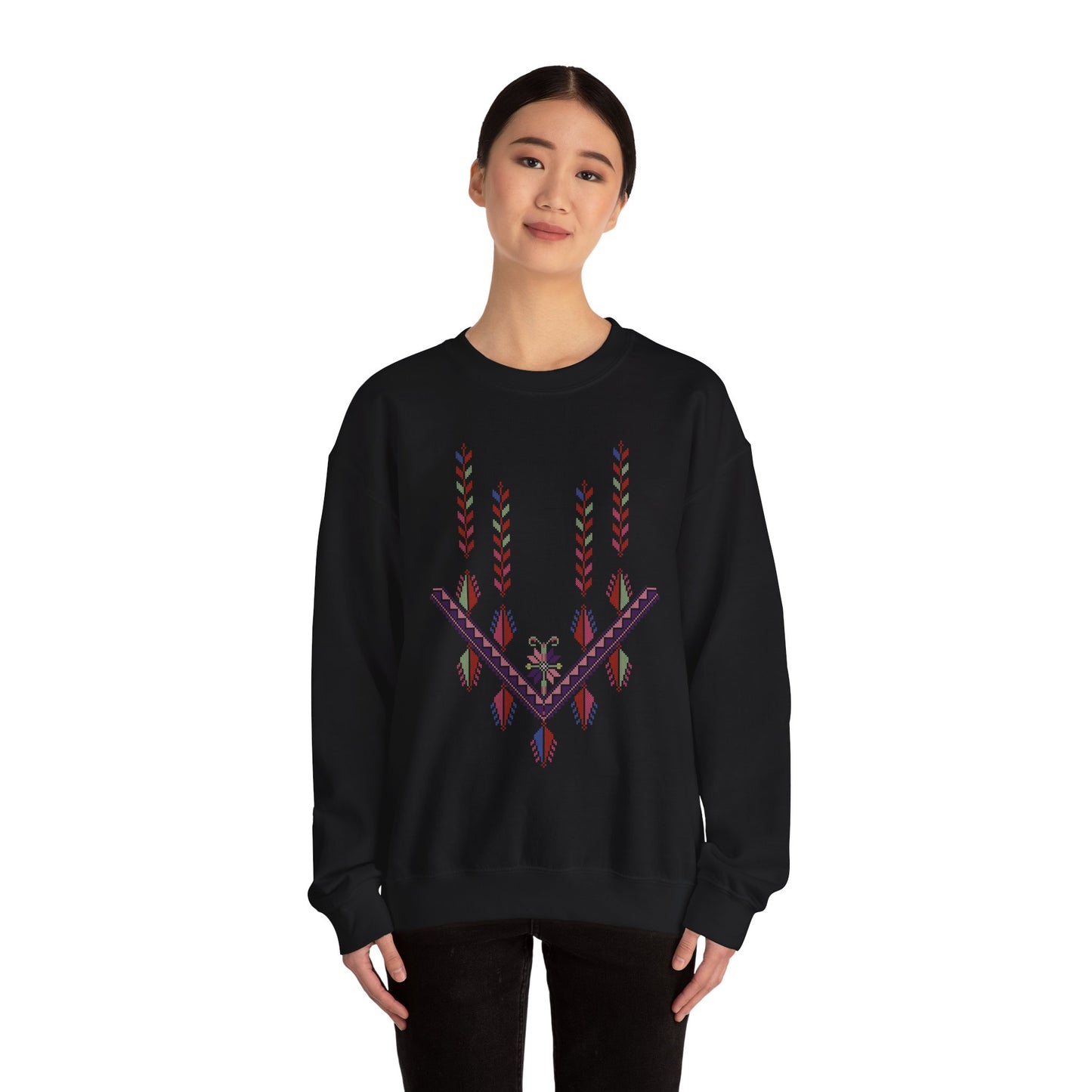 Gaza Chest Panel- Palestinian Thobe Design (4)- Crewneck Sweatshirt.