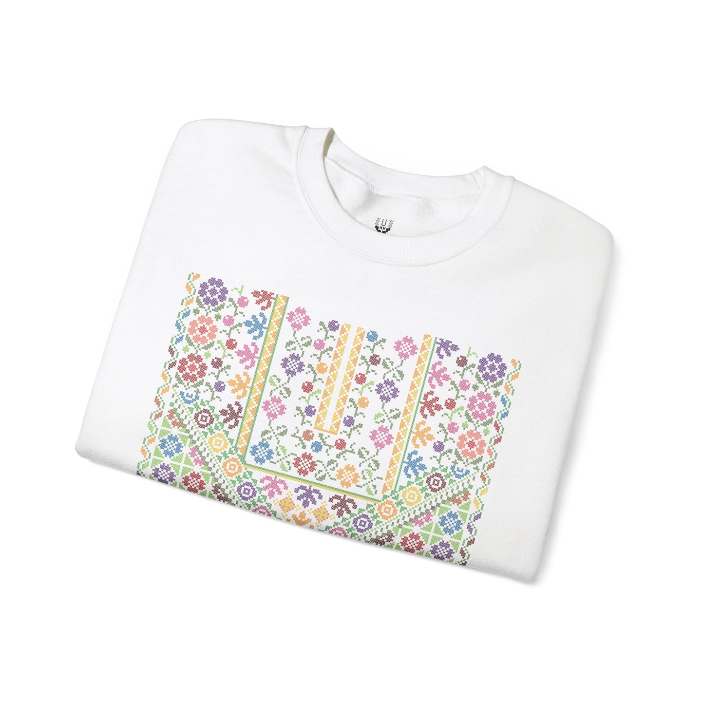 Jersulem Chest Panel- Palestinian Thobe Design (Garden)- Crewneck Sweatshirt.