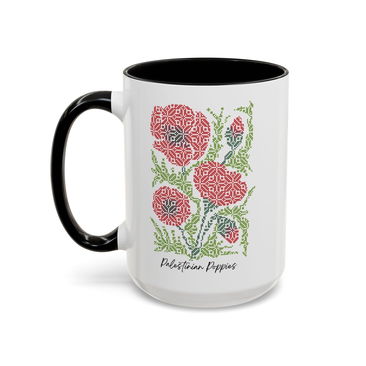 Palestinian Poppies Mug, A Sip of Palestinian Heritage.