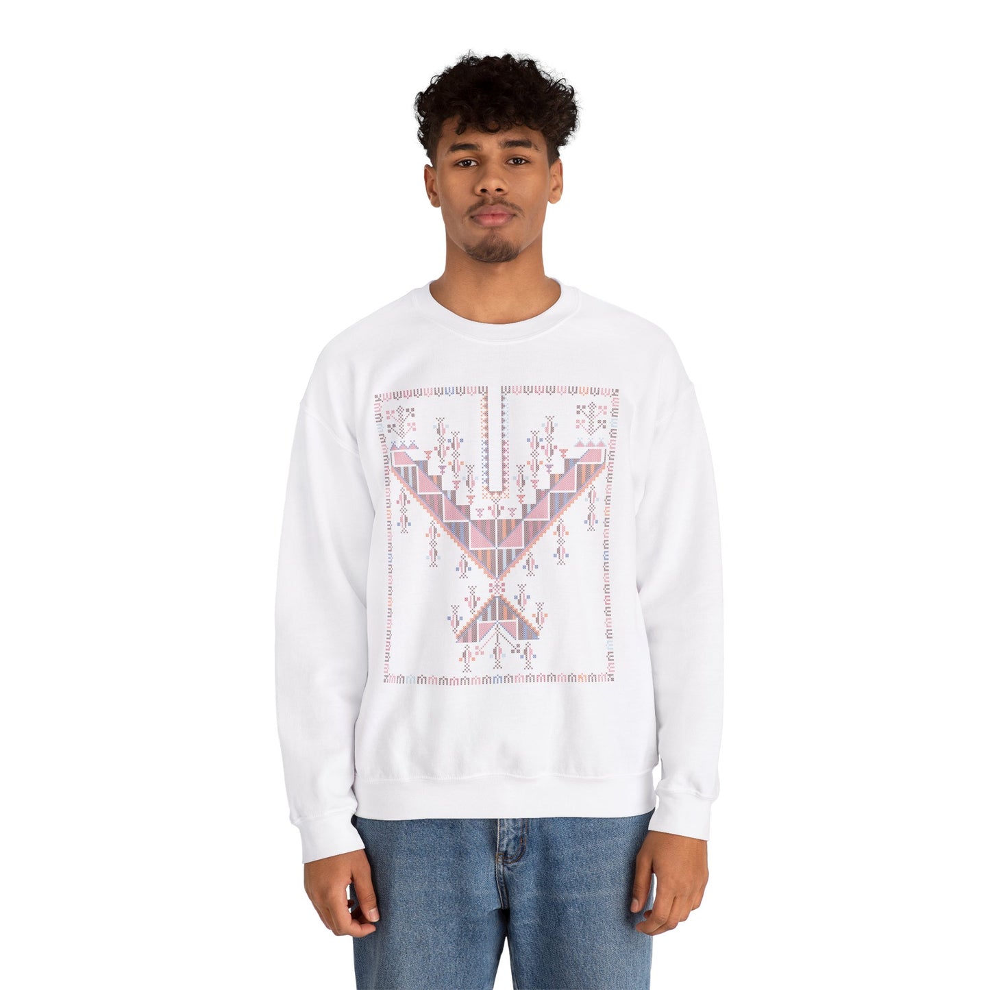 Gaza Chest Panel- Palestinian Thobe Design (1)- Crewneck Sweatshirt.