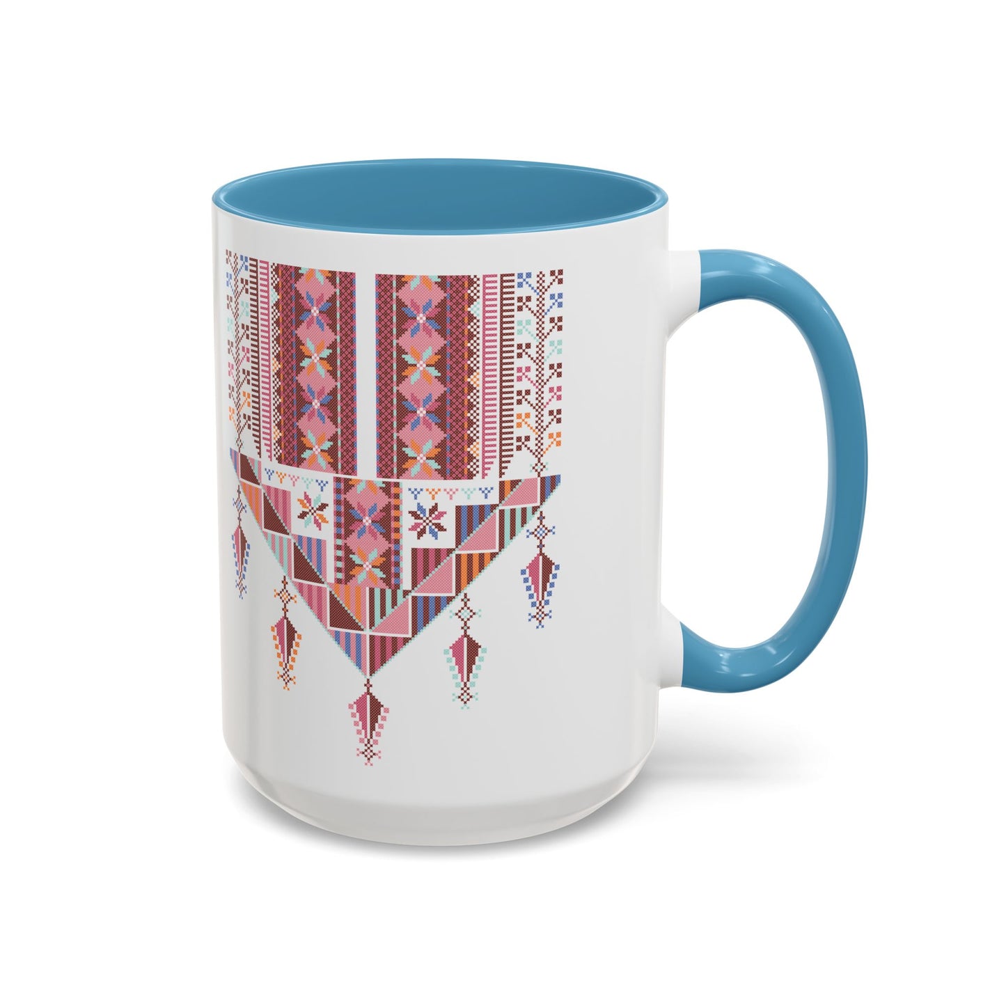 Gaza Chest Panel(2) Mug, Pinkish, A Sip of Palestinian Heritage.