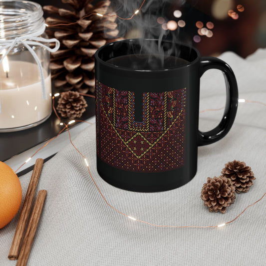 Bohemian Pattern Black Mug - 11oz & 15oz Ceramic Coffee Cup for Art Lovers