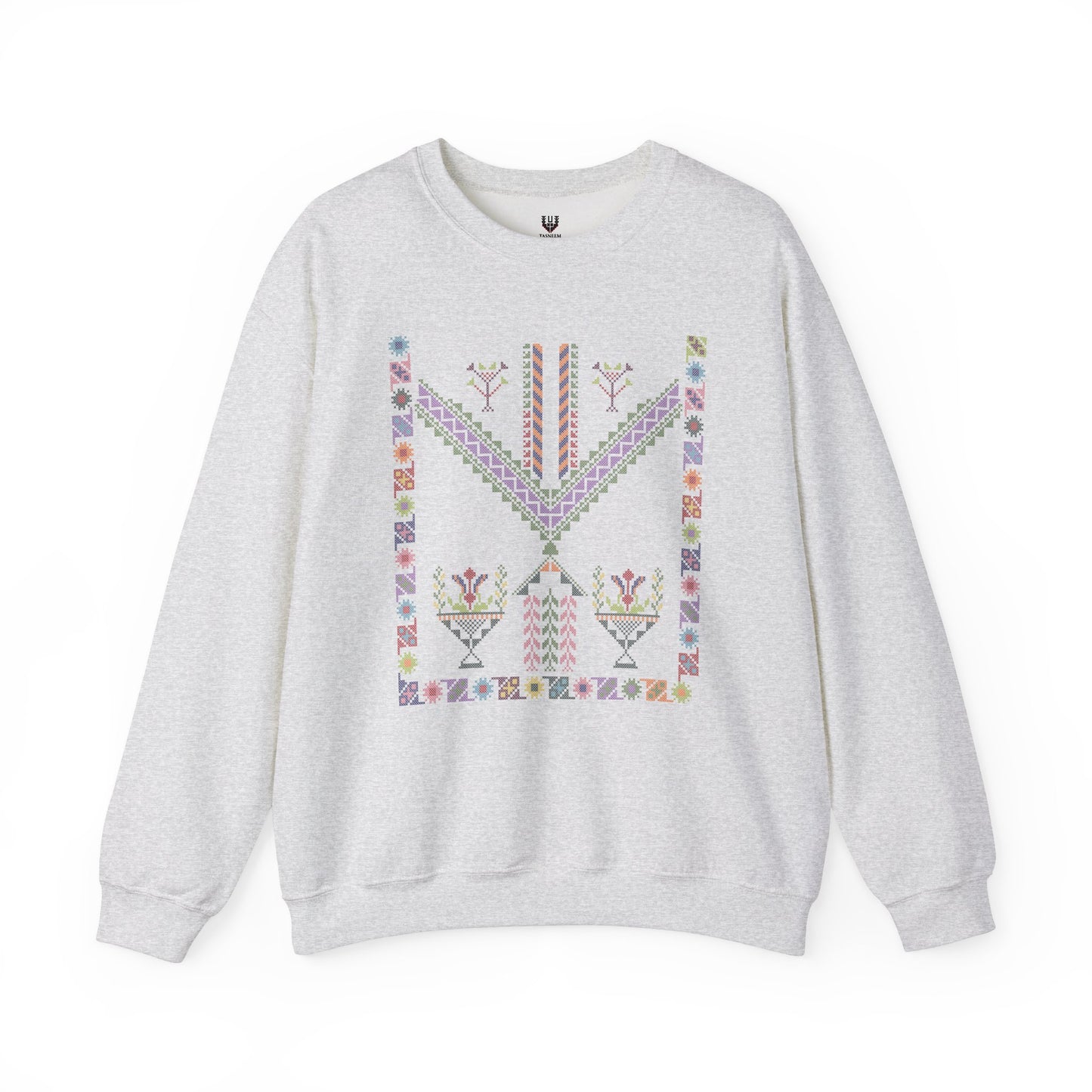 Tulkaram "Plant Pot" Chest Panel- Palestinian Thobe Design- Crewneck Sweatshirt.