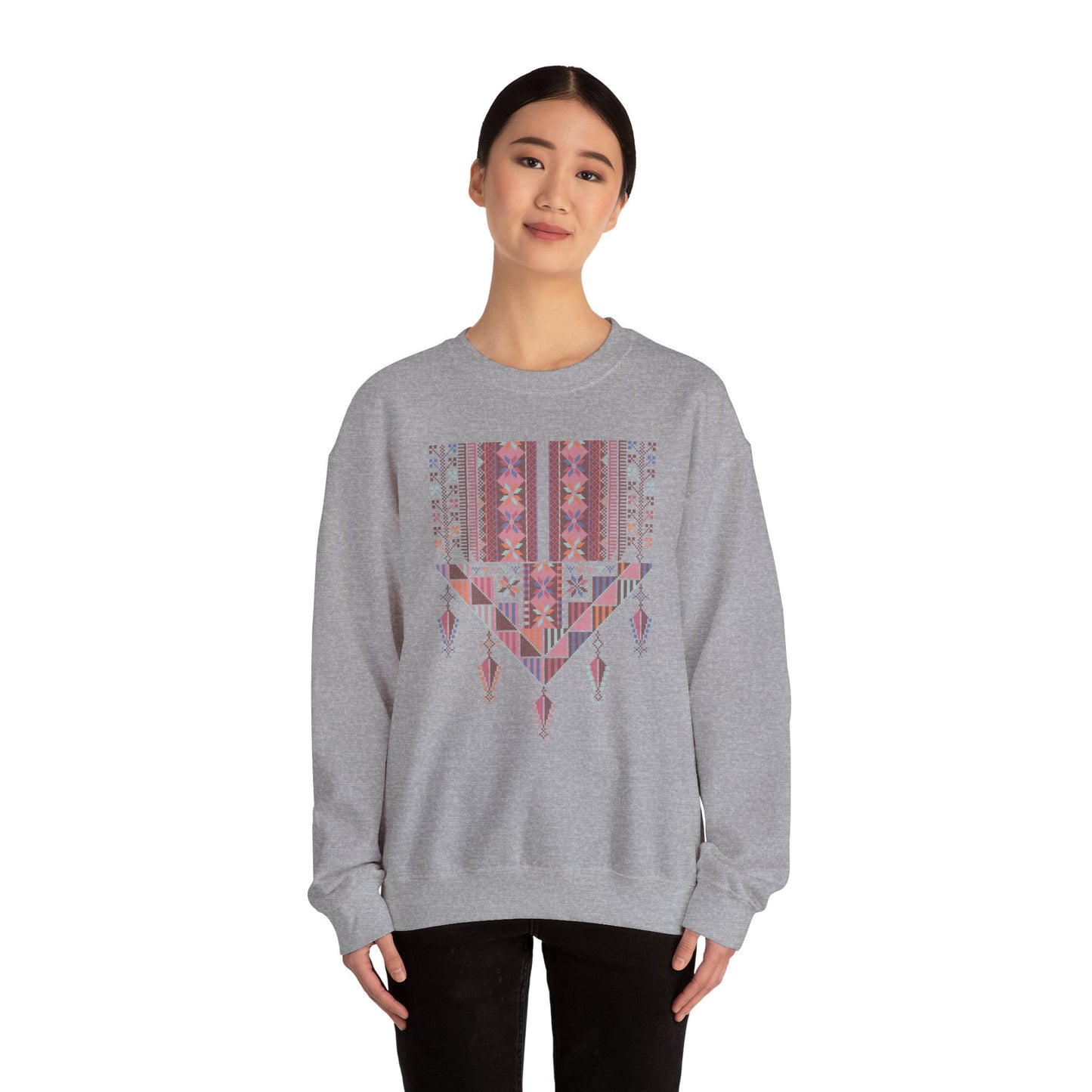 Gaza Chest Panel- Palestinian Thobe Design (2)- Crewneck Sweatshirt.