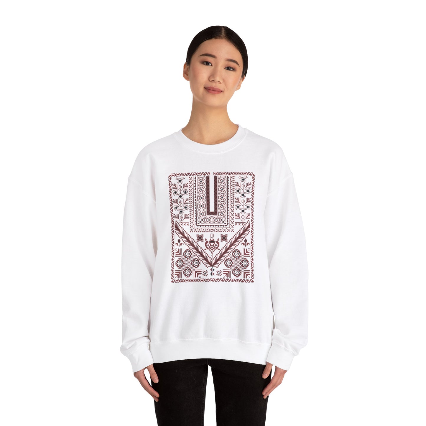 Ramallah chest panel -Palestinian thobe design ( First)- Crewneck Sweatshirt -unisex