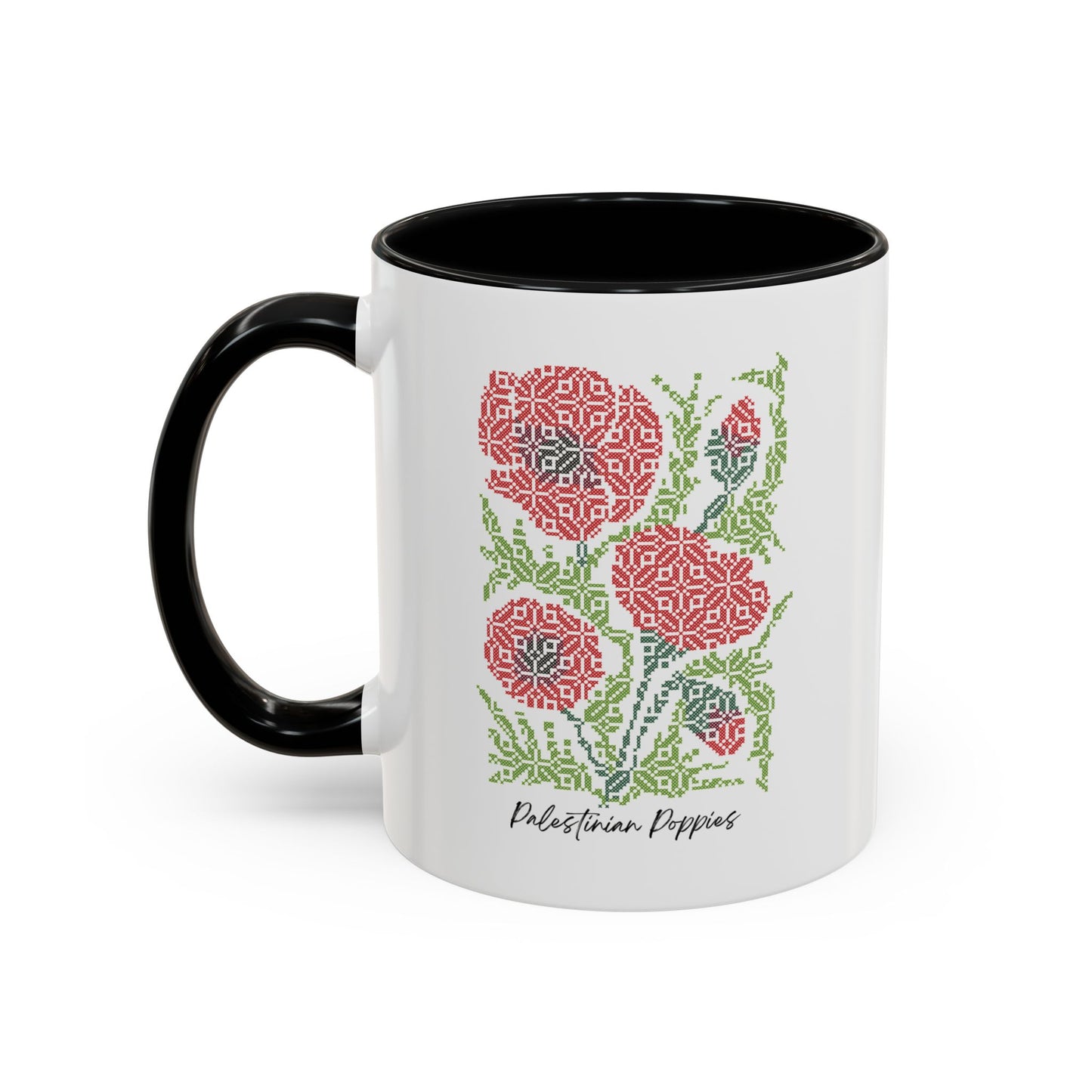 Palestinian Poppies Mug, A Sip of Palestinian Heritage.