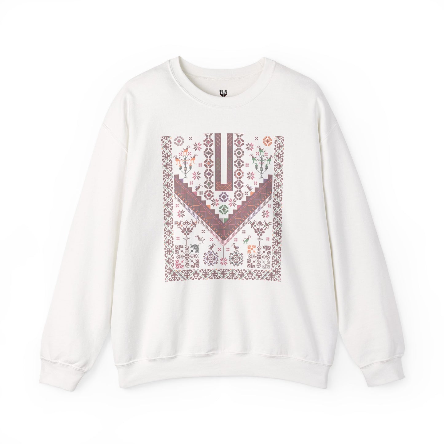 Jersulem Chest Panel- Palestinian Thobe Design (Lifta and Deir Yaseen)- Crewneck Sweatshirt.